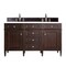 James Martin Vanities Brittany 60in Double Vanity, Burnished Mahogany w/ 3 CM White Zeus Quartz Top 650-V60D-BNM-3WZ - alternate 1